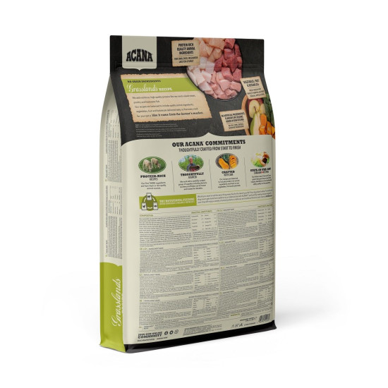 ACANA Highest Protein Grasslands – hrană uscată fără cereale pentru câini, bogată în proteine animale, 11,4 kg